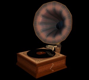 Old fashion gramophone player. 3d modeled